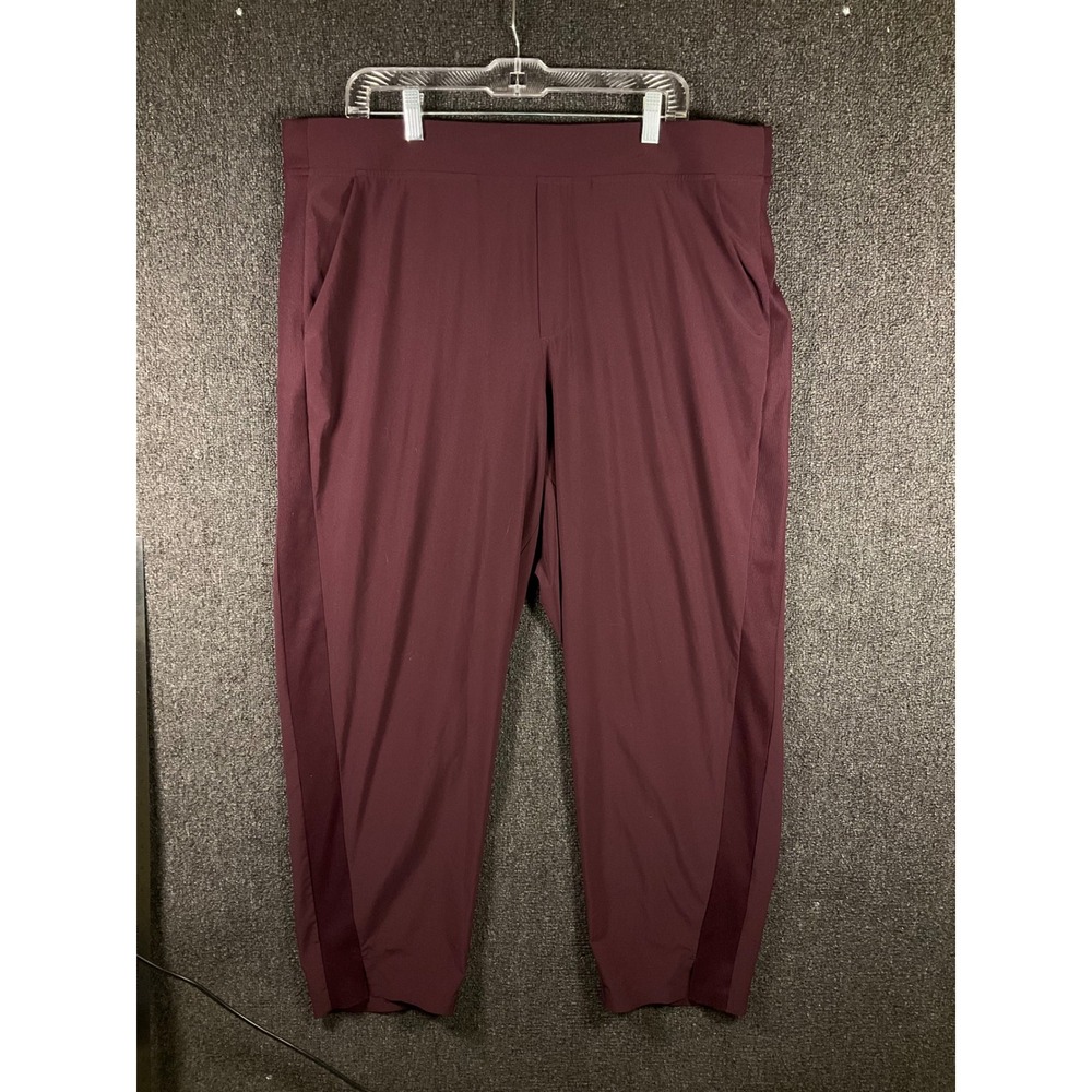 Athleta Brooklyn Ankle Pants Womens 18 Burgundy Tapered Ribbed Waist Travel